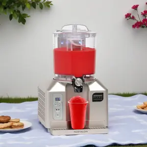 Nostalgia Professional Frozen Slush Machine - 2.8-Liter Capacity, Digital LED Control Panel, Lighted Design, Smooth Pour, Automatic Cleaning Mode