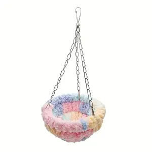 Bird Nest Box with Hanging Chain, Spacious Parrot & Small Bird Perch, Soft Plush Material, Easy Assembly, Ideal for Indoor Use