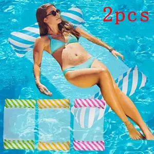 2-Piece Multi-Functional Inflatable Water Hammock Lounger Set, Comfortable Pool Floats & Beach Relaxer, Ideal for Adults, Travel, Home Pools, Inflatable Pool Floaters