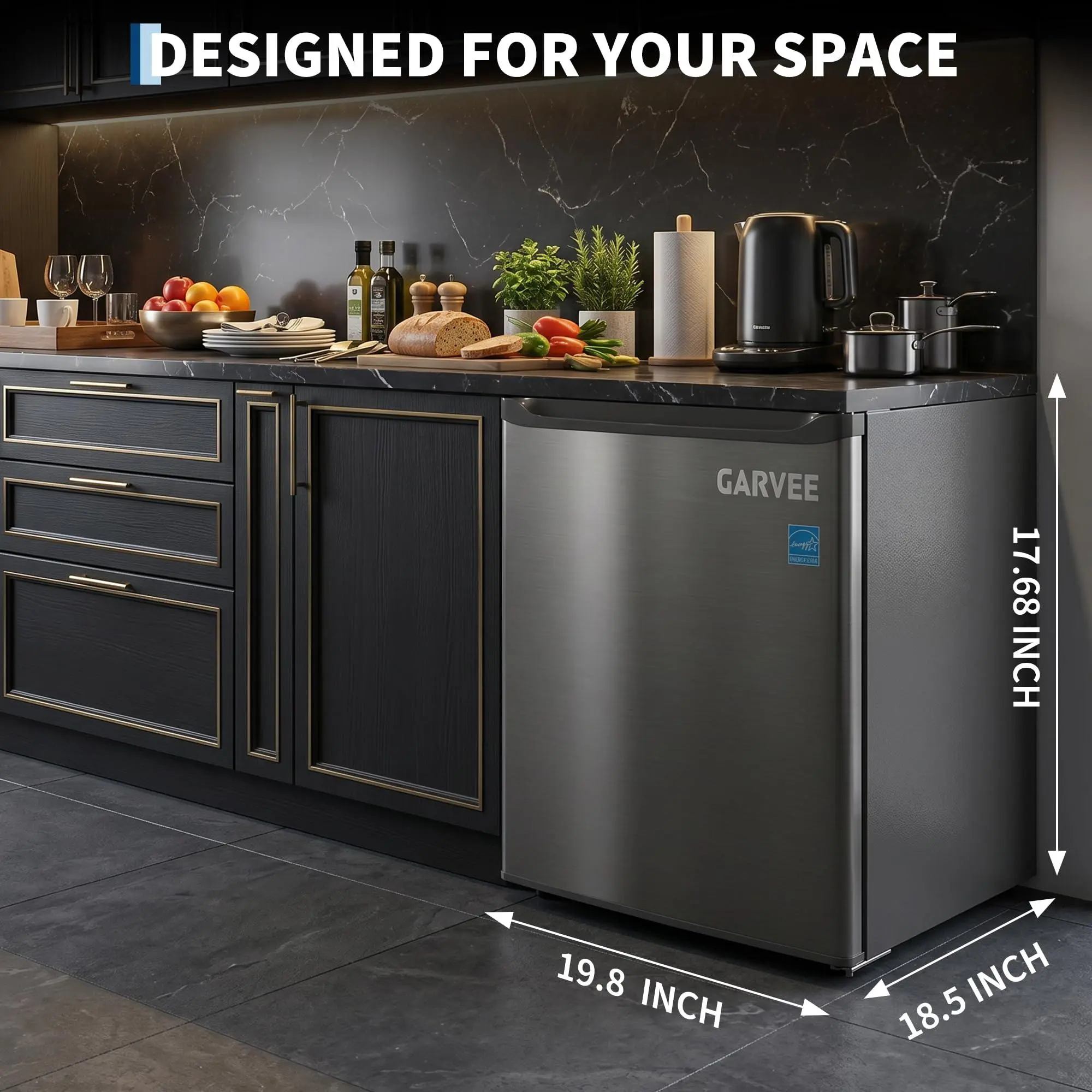 Mini Freezer | Countertop design with removable shelf, 5 temperature settings, and -11°F to 3°F range for dorms, offices, and apartments