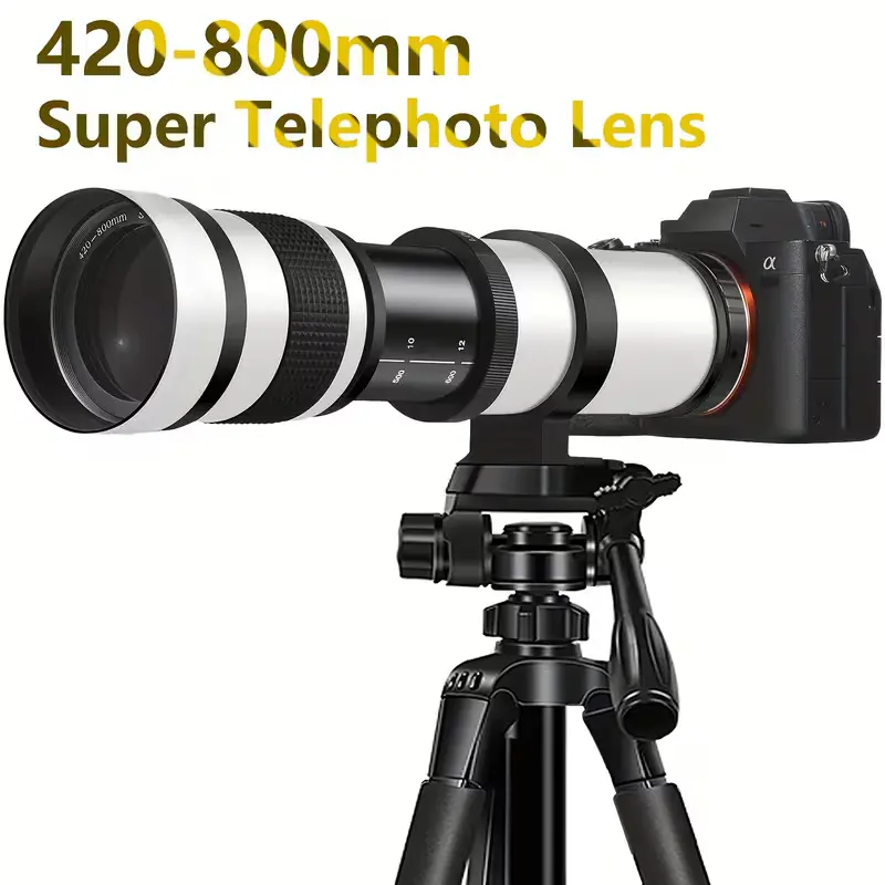 420-800mm Manual Focus Optical Zoom Telephoto Camera Lens with Adjustable Aluminum Mount, Aluminum Body for Canon EOS EF/EF-S DSLR Cameras, Photography Equipment for Stability and Longevity
