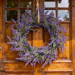 5.9ft Lavender Wreath, Artificial Flower Wreath, Artificial Lavender Garland for Decoration, Spring Summer Wedding Arch Party Bedroom Balcony Garden Wall Decor