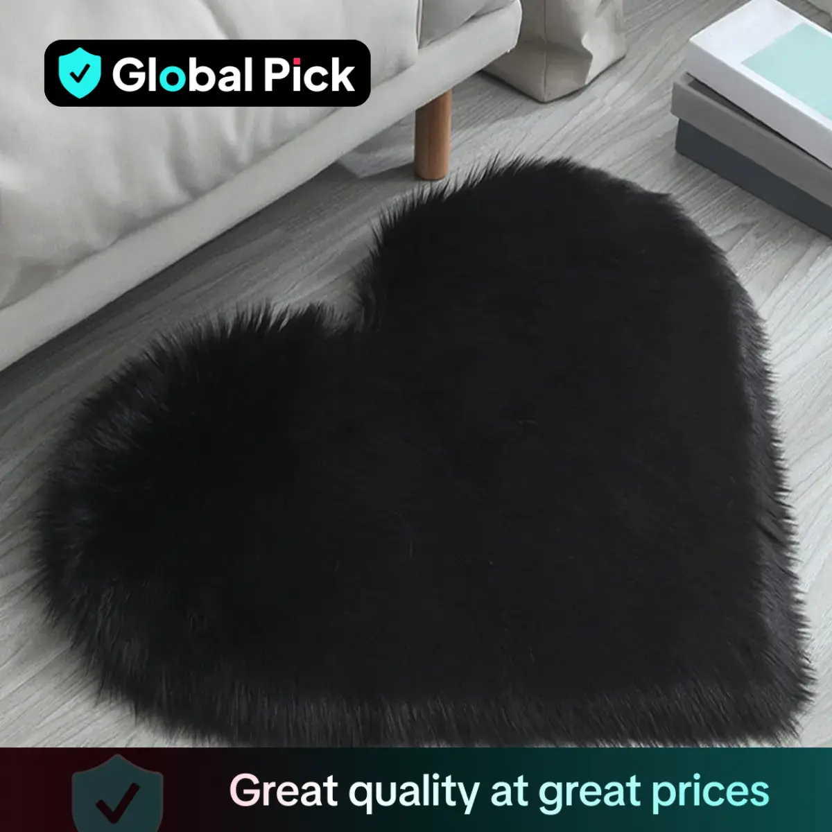 Solid Color Heart Shaped Soft Fuzzy Mat, 1 Count Washable Plush Floor Mat, Durable Decorative Mat for Living Room & Bedroom