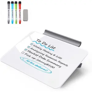 Small Desktop Whiteboard - Glass Dry Erase Board 8 X 6 Inches Tabletop Easel Whiteboard with Stand, Desk Board Buddy for Artist, Teacher and Student
