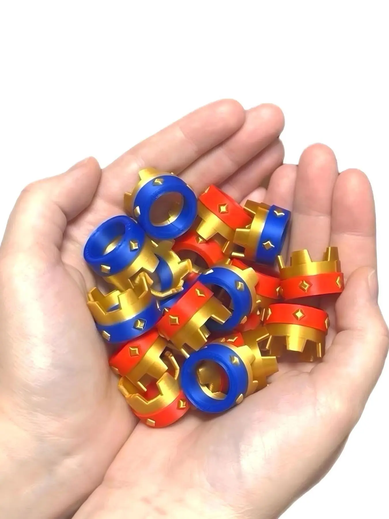 5pcs 3D printing Crown DIY Desk Decorations, Home Decor Ornament, Crown Rings, Funny Red and Blue Gold Crowns For Desktop Display, Idea Gifts for Family, Friends