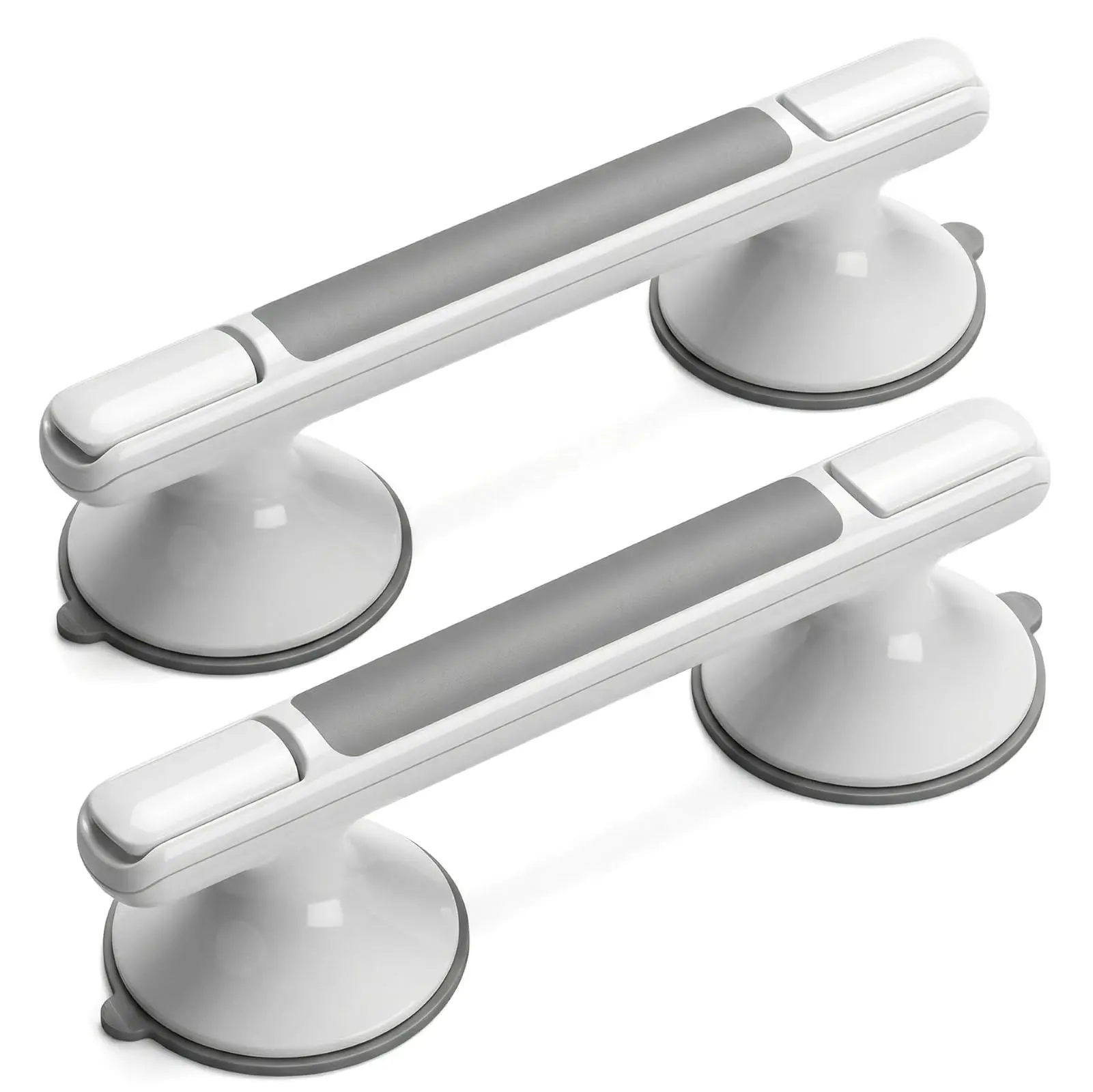 Grab Bars for Bathtubs and Shower (2 Pack), 12 Inch Shower Handle with Locking Latches, Tool-Free Bathroom Safety Suction Grab Bar for Bathtub, Shower and Toilet, Non-Slip Grip for Elderly & Children