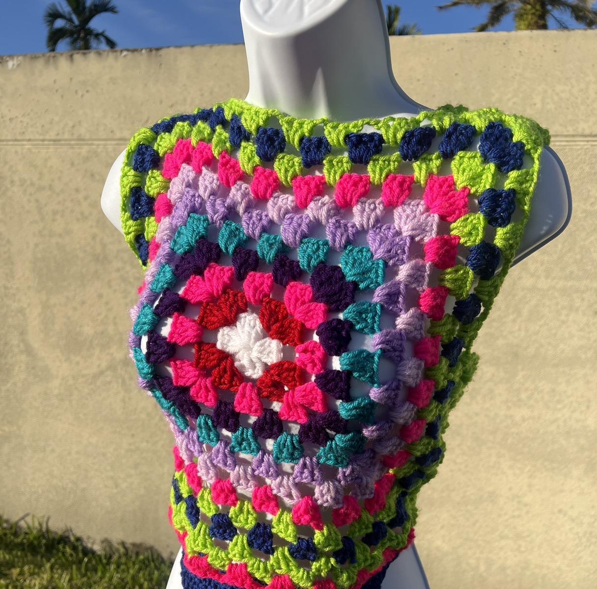 Crochet Granny Square Vest for Women