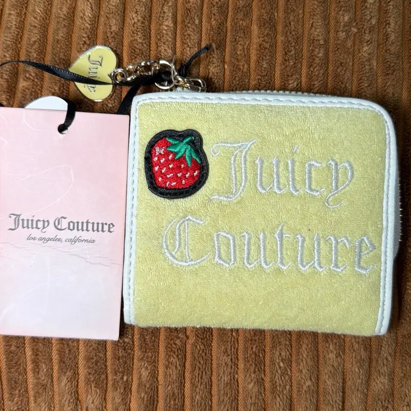 Juicy Couture Embroidered Logo Wallet with Zip Closure and Keychain