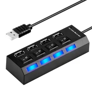 4 Port USB 2.0 Multi Hub Splitter High Speed ON/OFF Switch for Desktop Laptop PC