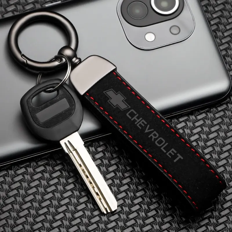 Chevrolet Car Faux Leather Keychain, Durable Anti-Rust Key Ring, Non-Dropping Waist Bag Accessory, 1pcs/2pcs Automotive Key Holder