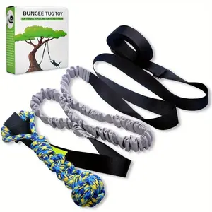 Outdoor Bungee Tug Toy, Interactive Exercise Play Cord with Chew Rope, Dog & Cat Accessories, Perfect for Tree Tethering and Exercise