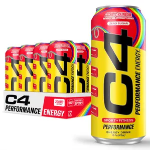 (A)Cellucor C4 Performance Energy Drink Cosmic Rainbow – Zero Sugar Carbonated Pre-Workout with 200mg Caffeine and Beta-Alanine, 16oz Pack of 12, Packaging May Vary