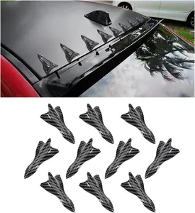 PCS Car Diffuser Shark Fin Kit, Auto Air Vortex Generator Decoration SelfAdhesive Compatible with Spoiler Roof Wing Pointed, Bumper Exterior Accessories for SUV, Car (Carbon Fiber)