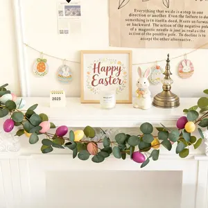 Spring Vine Easter Egg Hanging Decoration, Realistic Eucalyptus Leaf Vine Wreath, Outdoor Wedding Home Decor, Holiday Atmosphere Scene Setter