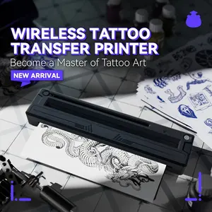 Wireless Tattoo Transfer Stencil Printer, Portable Thermal Tattoo Machine for Tattoo Beginners with 40pcs Stencil Paper, Rechargeable & Inkless