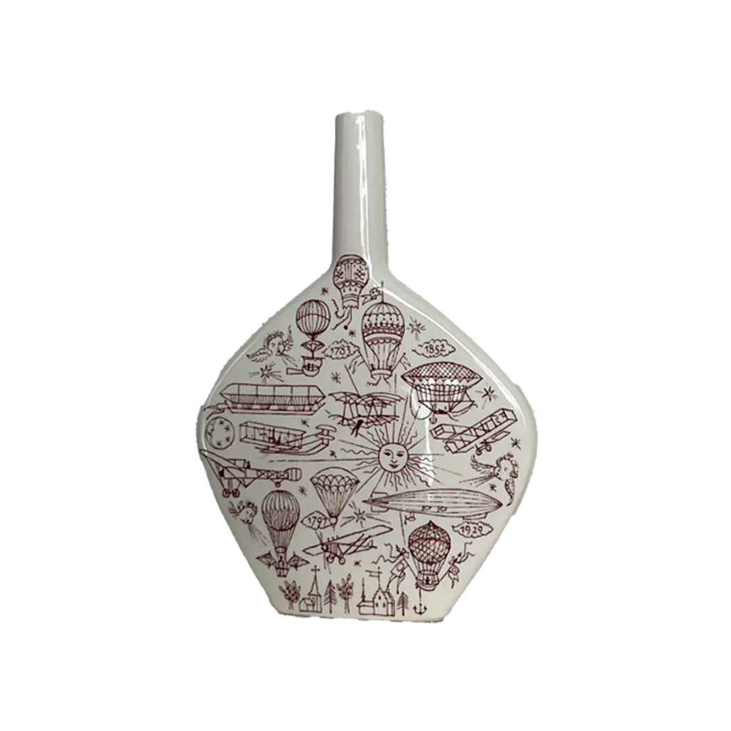 Vintage Ceramic Vase with Burgundy Design