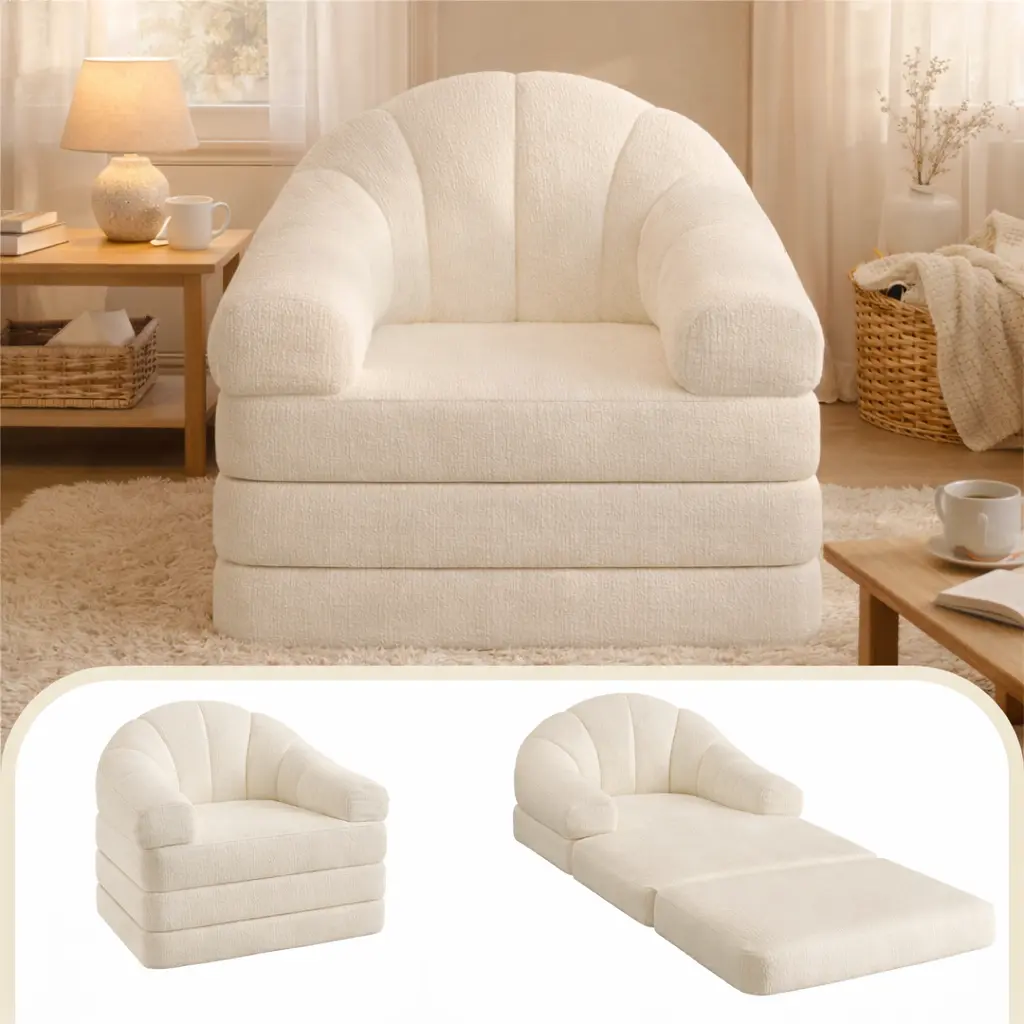 【Cloud-Soft Comfort】Yaheetech 2-in-1 Folding Sofa Bed , Convertible Tri-Fold Floor Sleeper No Assembly Required with U-Shape Armrests and Built-in Carry Handle for Living Room, Bedroom, Reading Nook