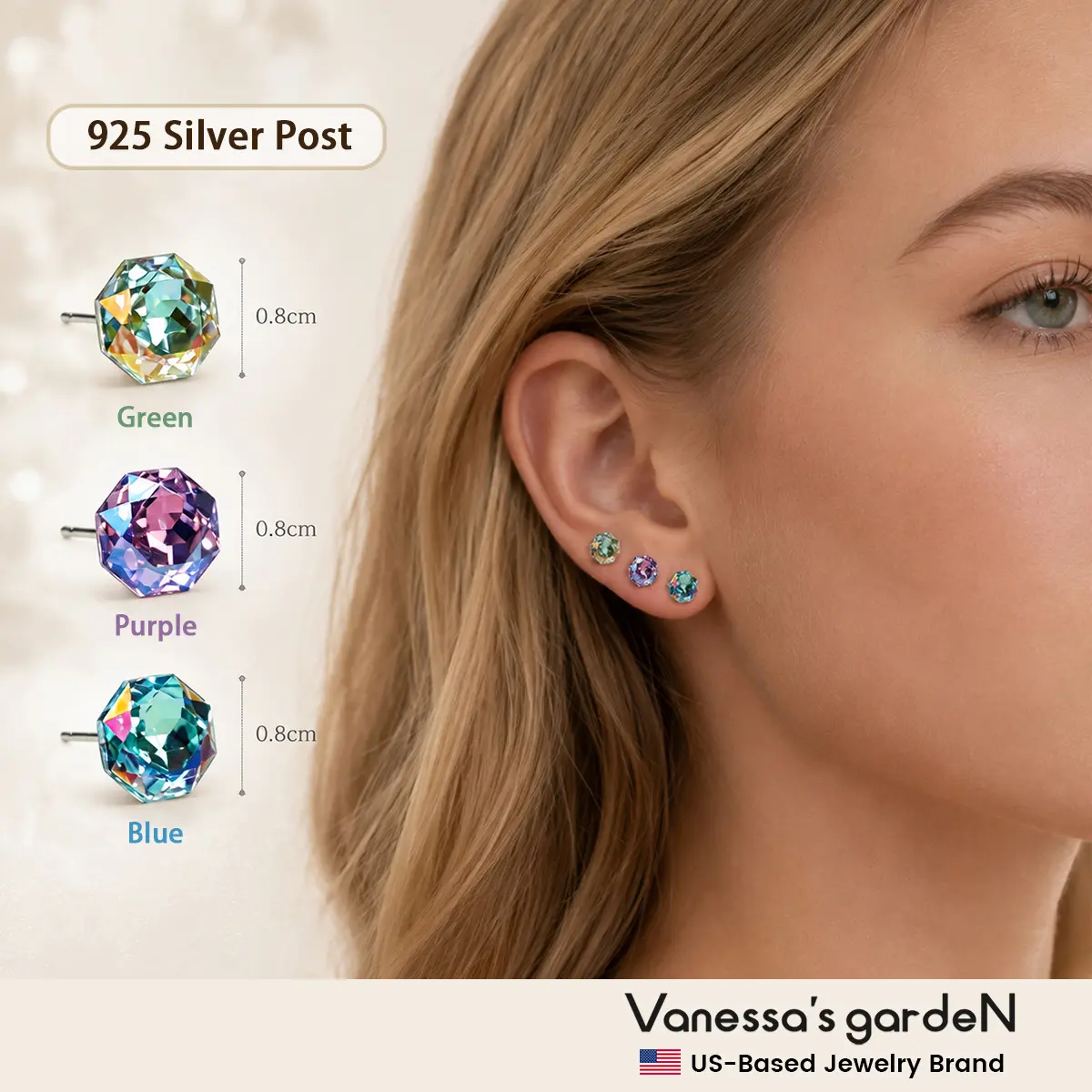 Vanessa’s Garden Aurora CZ Stud Earrings | Timeless Minimal Chic Luxury
