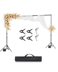 【fathersdaygift】Adjustable Steel Backdrop Stand Photographic Kit, 10x10 ft Camera Tripod & Holder with Accessories for Party, Photo Studio