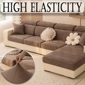 1pc 2026 Upgrade Elastic Sofa Cushion Cover, Modern Anti-Slip Design, All-Seasons Solid Pattern, Fits L-Type & 1234 Seat Sofas, Sofa Covers Washable