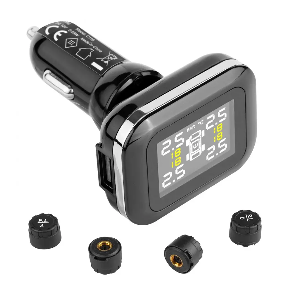 【fathersdaygift】VEVOR RV Tire Pressure Monitoring System (TPMS) with 4 Car Tire SensorsReal-Time Monitoring for TrailersCar Tire Sensor