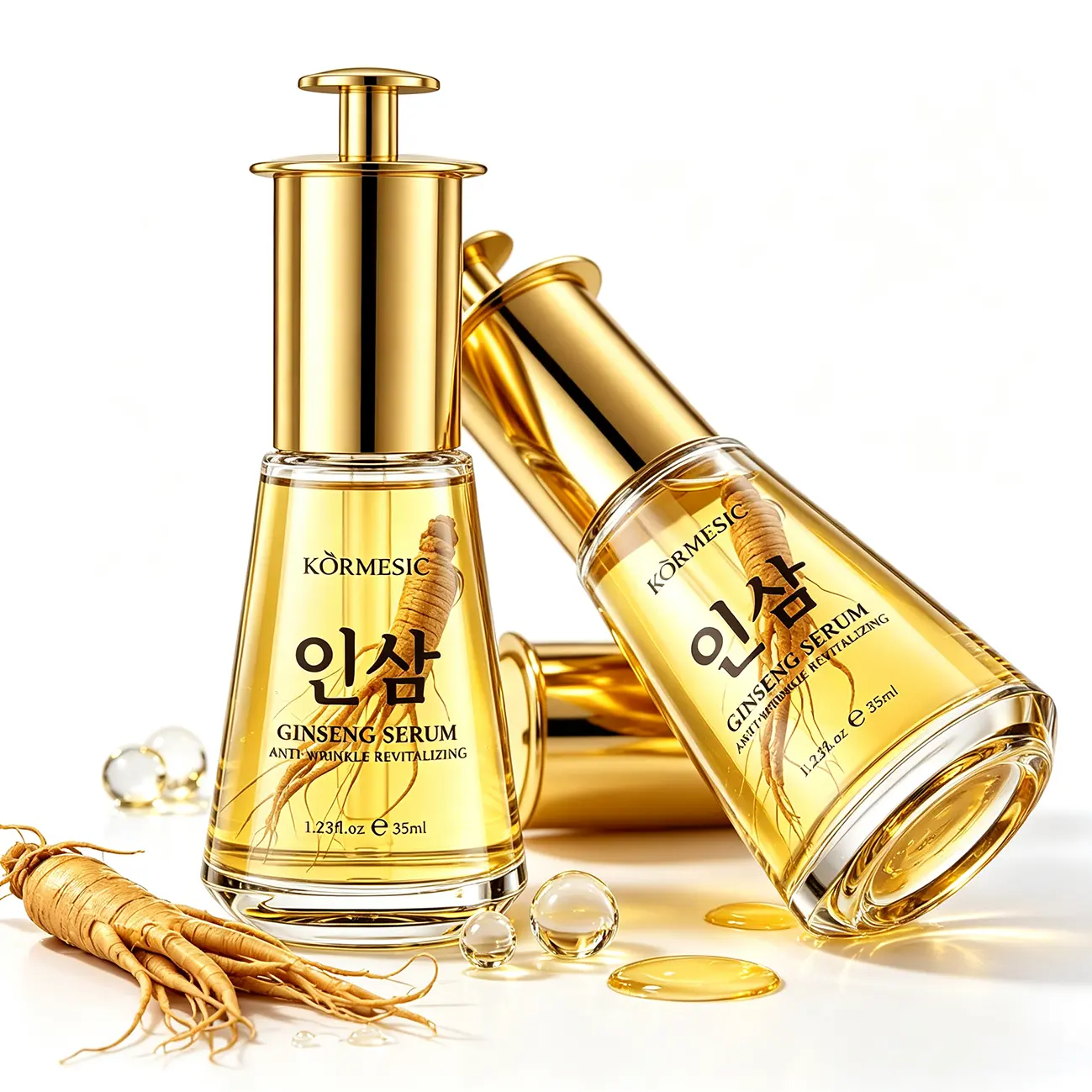 Korean ginseng anti wrinkle essence, ginseng polypeptide anti aging moisturizing essence, wild ginseng extract, firm, moisturize and smooth skin, reduce fine lines and dark spots