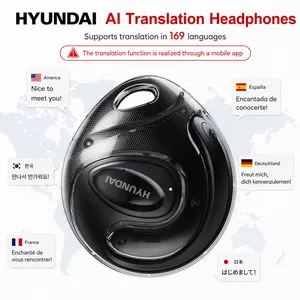 HYUNDAI OWS Ultra Open-Ear Translation Earbuds, 169-Language App Translation Support, Secure Sports Ear-Hook Design, Bluetooth 6.0, Sweat-Resistant, Comfortable All-Day Wear, HD Calls & Audio, Compatible with Android & iOS