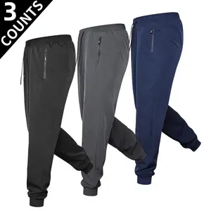 3-Pack Jogger Pants With Zipper Pockets, Ideal For Gym Workouts And Daily Runs With A Lightweight, Streamlined Fit That Keeps Essentials Secure And Moves Freely