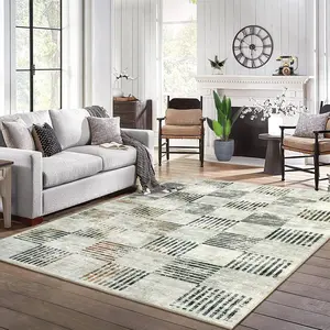 GARVEE 4x6 Rug Living Rom Rug Washable Rug Non Slip Non Shedding Rug Modern Abstract Rug Checkered Throw Rug Low Pile Rug for Bedroom Guest Room, Camouflage/ 4'x 6'