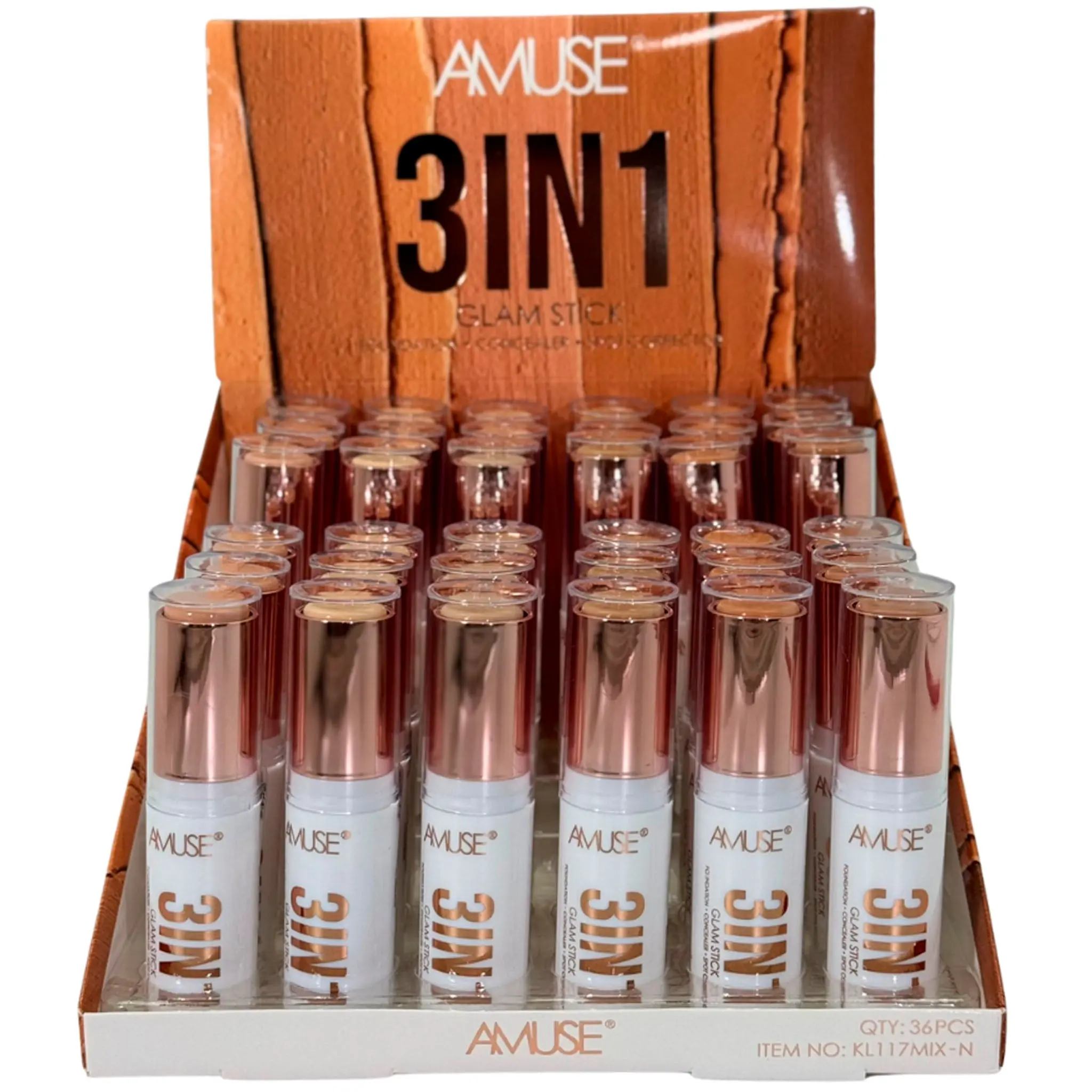 Base en Barra 3 en 1 Amuse - Venta al por Mayor Display 36 Unidades (KL117MIX-N)