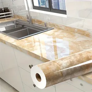 One roll[23.62*393.70 in]1 roll of elegant marble pattern self-adhesive kitchen wallpaper - waterproof, oil resistant, heat-resistant, easy to cut, suitable for countertops, furniture and home decoration, decorative wallpaper