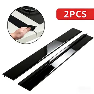 2 Pack Kitchen Stove Gap Covers, Flexible Cooker Protector, Easy Clean, Waterproof, Perfect Seal, Black, Keep Countertops Clean