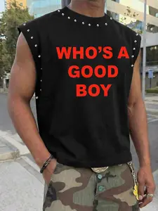 Men's Casual Tank Top, Base with Bold Logo, Comfortable Breathable Fabric, Perfect for Street Style and Social Gatherings