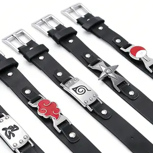 Ninja Leaf Village Leather Bracelet trendy bracelet. men jewelry Anime Fan Jewelry for Men & Women Naruto Cosplay Accessory  Cool Streetwear Bracelet for Men