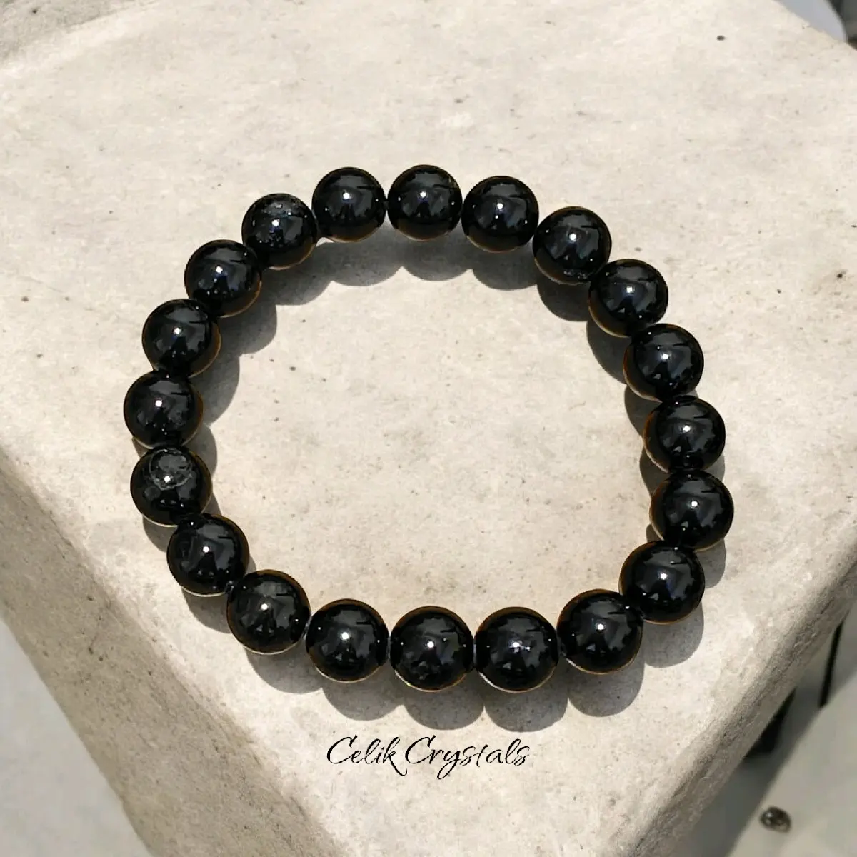 Black Tourmaline Protection Bracelet 6mm, 8mm & 10mm Unisex - Grounding & Balance Protection Accessory from Brazil Resilience, Stone Bracelets