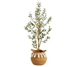 Nearly Natural 3.5-ft Artificial Olive Tree with Basket
