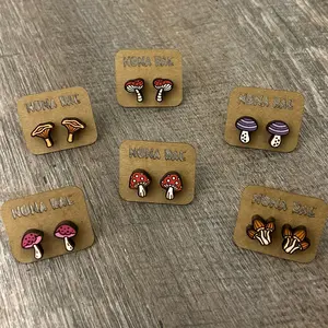 Mushroom Wooden Earrings