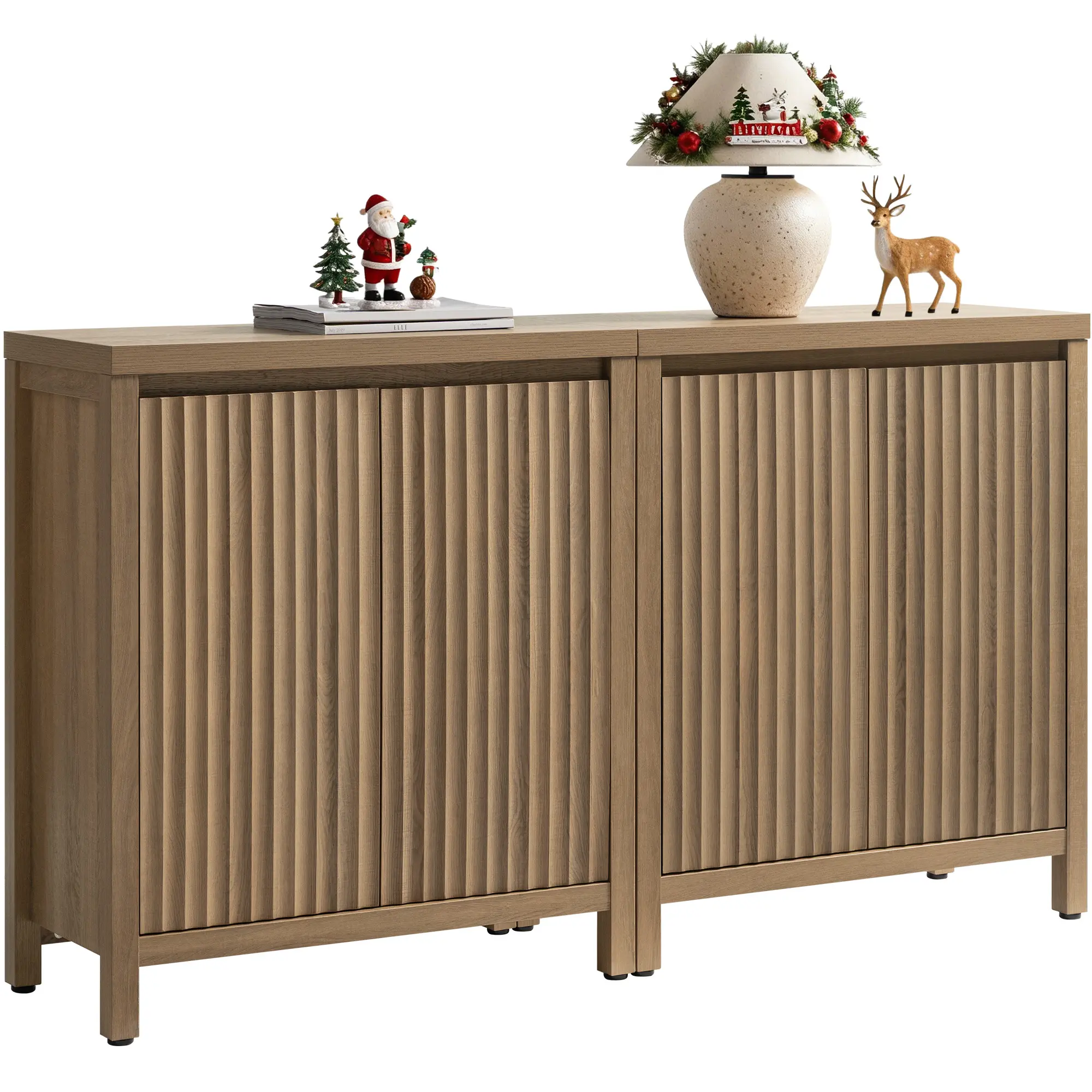 SICOTAS Sideboard Buffet Cabinet with Storage, Fluted Credenza Console Cabinet with Adjustable Shelves, Farmhouse Coffee Bar Storage Cabinets for Kitchen, Living Room, Entryway,dorm essentials,home decor