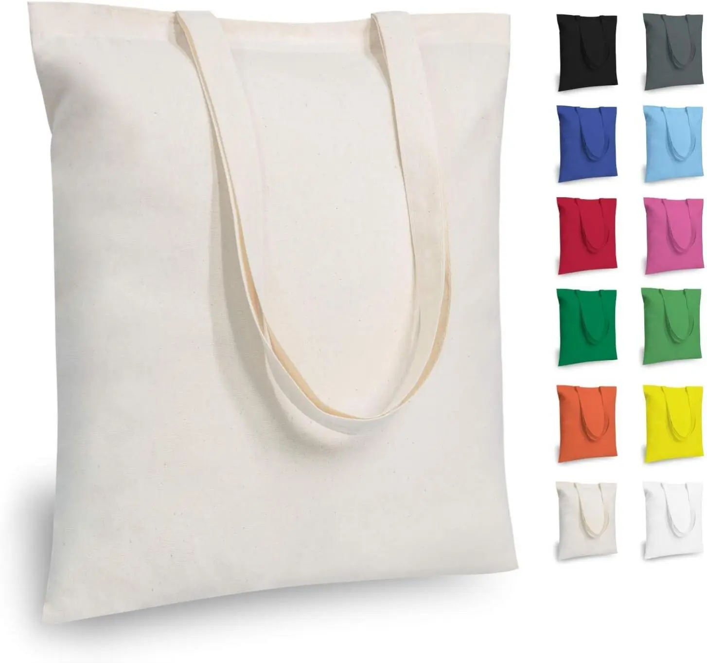 TOPDesign 5 | 12 | 24 | 48 | 192 Pack Economical Cotton Tote Bags, Lightweight Medium Reusable Grocery Shopping Cloth Bags, Suitable for DIY, Advertising, Promotion, Gift, Activity (5-Pack)