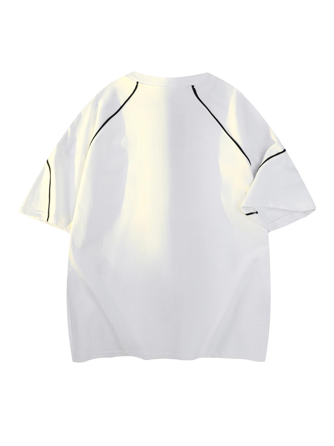 Men’s retro two-stripe raglan sleeve T-shirt, Y2K athletic oversized tee, casual streetwear sporty top for summer