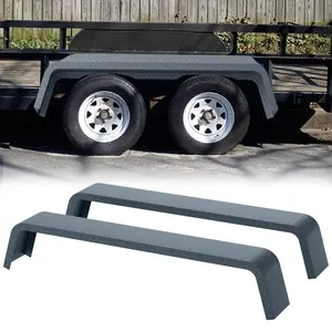 GARVEE Heavy Duty Steel Trailer Fenders, 2 Pack for Tandem Axle, Suitable for 13"-15" Tires, Ideal for Car Hauler, Cargo, Utility, and Landscape Trailers, Available in Silver and Black Finish.