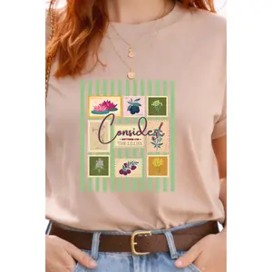 Consider the Lilies Woman Tee Floral Patchwork Graphic Shirt