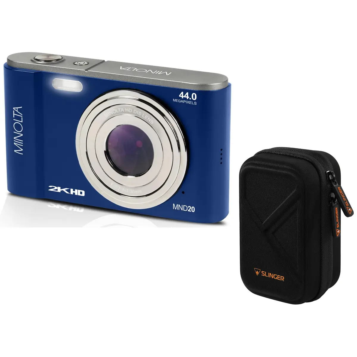 Minolta MND20 44 MP 2.7K Ultra HD Digital Camera (Blue) With Slinger Camera case