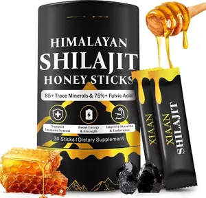Shilajit Honey Sticks for Men & Women, Pure Himalayan Honey Shilajit with 85+ Trace Minerals, 75%+ Fulvic Acid for Energy Boost, Immune Support 30 Sticks