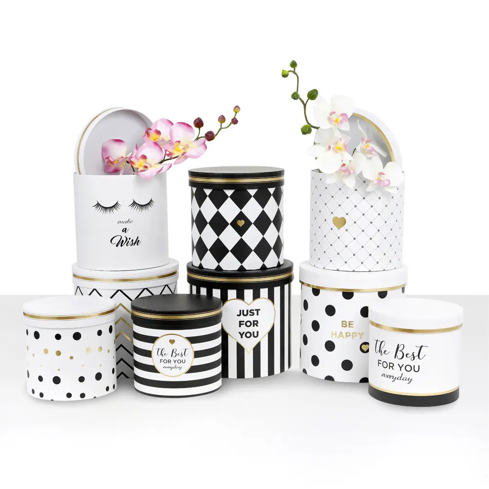 Set of 3, Round Flower/Gift Boxes with Lids | W660