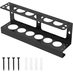 Caulking Tube and Caulking Gun Holder, Caulking Gun Storage Rack, Caulk Tube Holder Wall Mount, Holds 6 Tubes and Multiple Caulking Nozzles, Organizer for Workshop, Shop, Garag