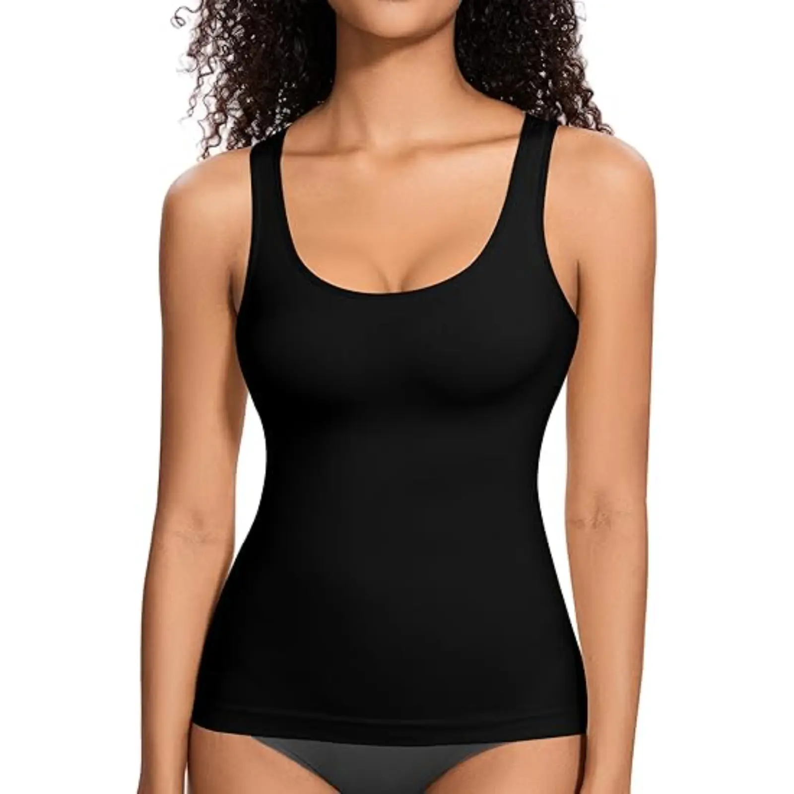 Shapewear Camisoles Seamless Tummy Control Compression Tank Tops Waist Trainer Body Shaper for Women Black Racerback 80% Nylon 20% Spandex