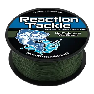 Reaction Tackle Braided Fishing Line - NO FADE Low-Vis Green
