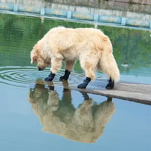 4pcs Fashion Non-slip Outdoor Dog Shoes Knitted Dog Paw Protector with Adjustable Straps