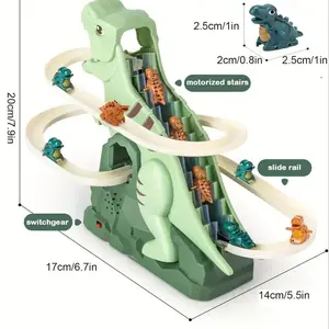 New Children's Dinosaur Toy Car Track Boys Simulation Track Inertia Sliding Climbing Stairs Electric Track Model